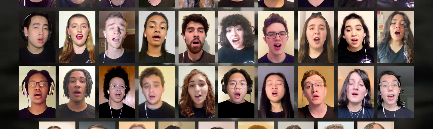37 members of the Glee Club singing remotely