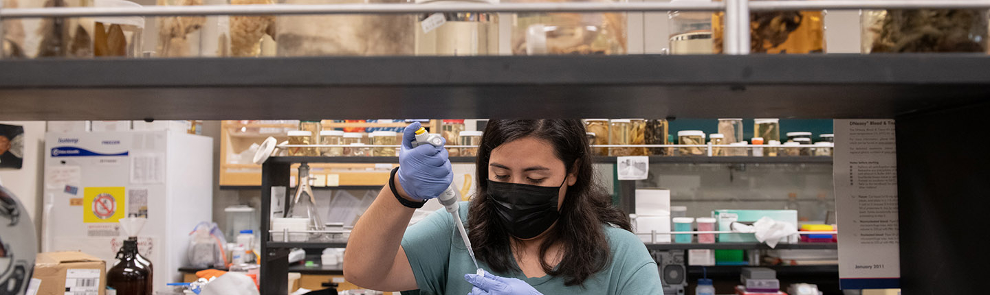 Anahy Lizarraga '23 in the biology lab