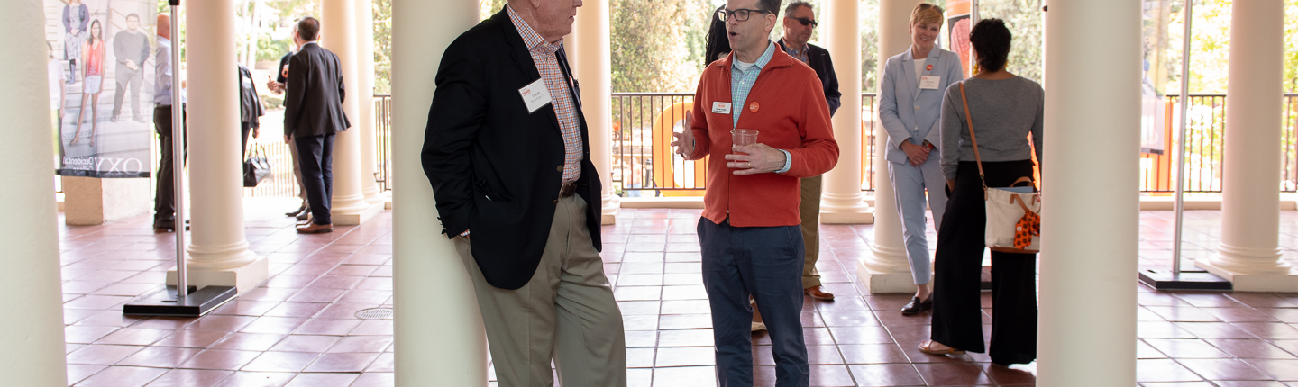 Occidental College Board Chair Stephen Rountree '71 (left) and VP for Institutional Advancement Charlie Cardillo.