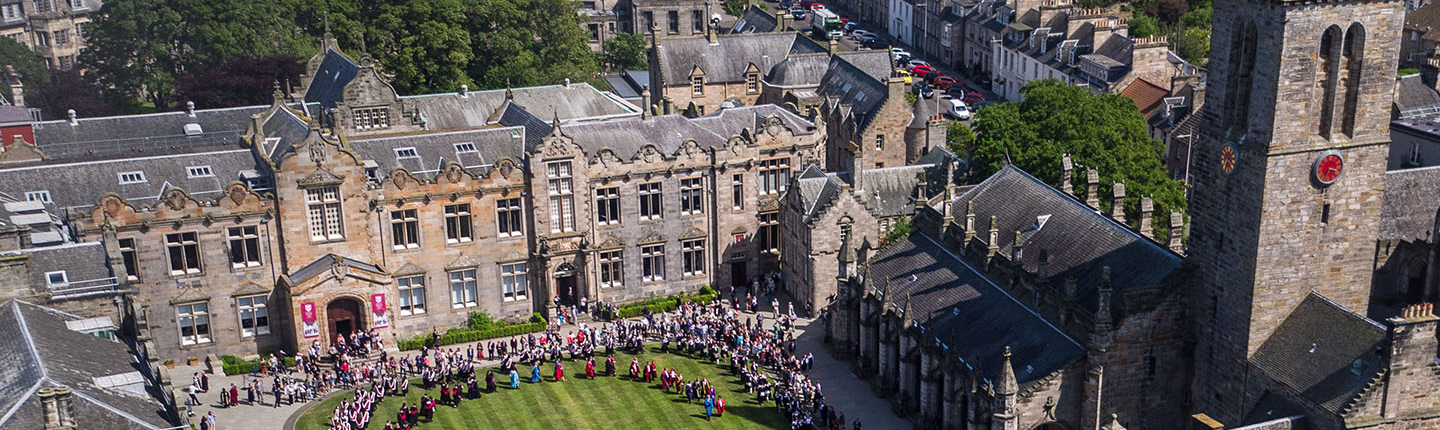 overhead view of the playing field at the university of st andrews in scotland
