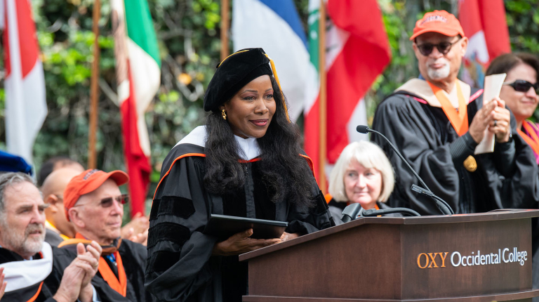 Isabel Wilkerson speaks at Occidental College's 2023 Commencement.