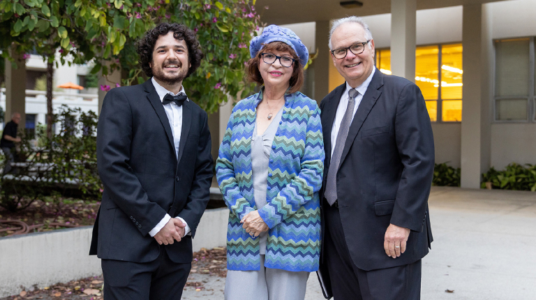 Sebastian Lechner '24, Patt Morrison, Larry Mantle, Occidental