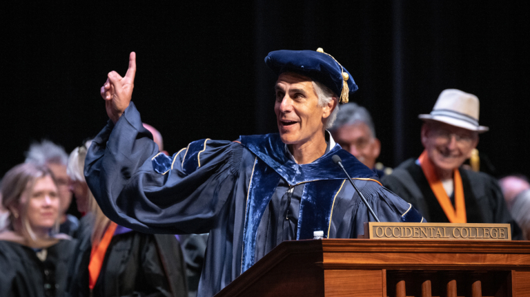 Occidental College President Tom Stritikus at Opening Convocation on August 26, 2024.