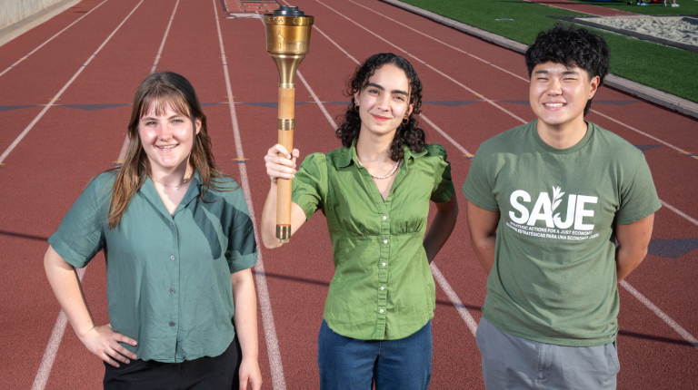 Claire Wilson-Black ’26, Talia Goddard ’27, and Brandon Kim ’27