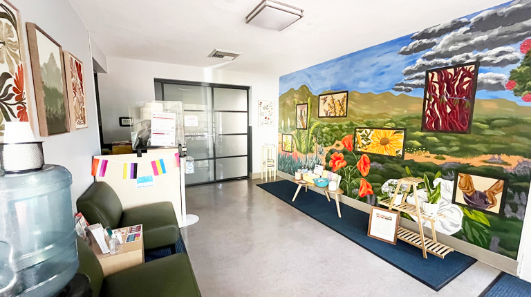 The waiting room of Emmons Wellness Center