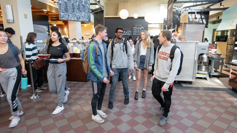 Students in Oxy's Marketplace dining hall