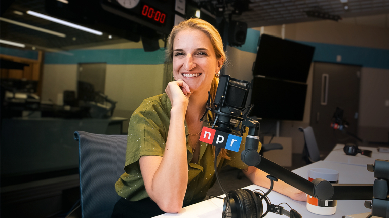 National Public Radio correspondent Kat Lonsdorf ’09 at NPR headquarters in Washington, D.C.