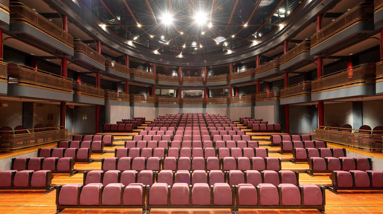 The interior of Keck Theater on Oxy's campus