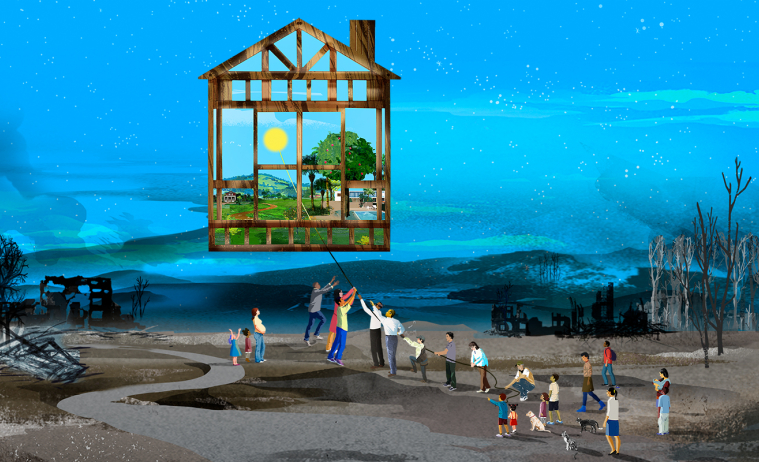 Life After Fire illustration for Occidental magazine, Spring 2025