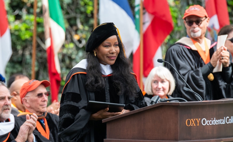 Isabel Wilkerson speaks at Occidental College's 2023 Commencement.