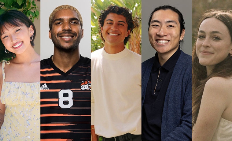 Five student Dean's Award winners, photos lined up