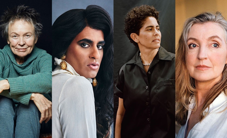 a composite image of portraits of Laurie Anderson, ALOK, Julie Mehretu, Rebecca Solnit