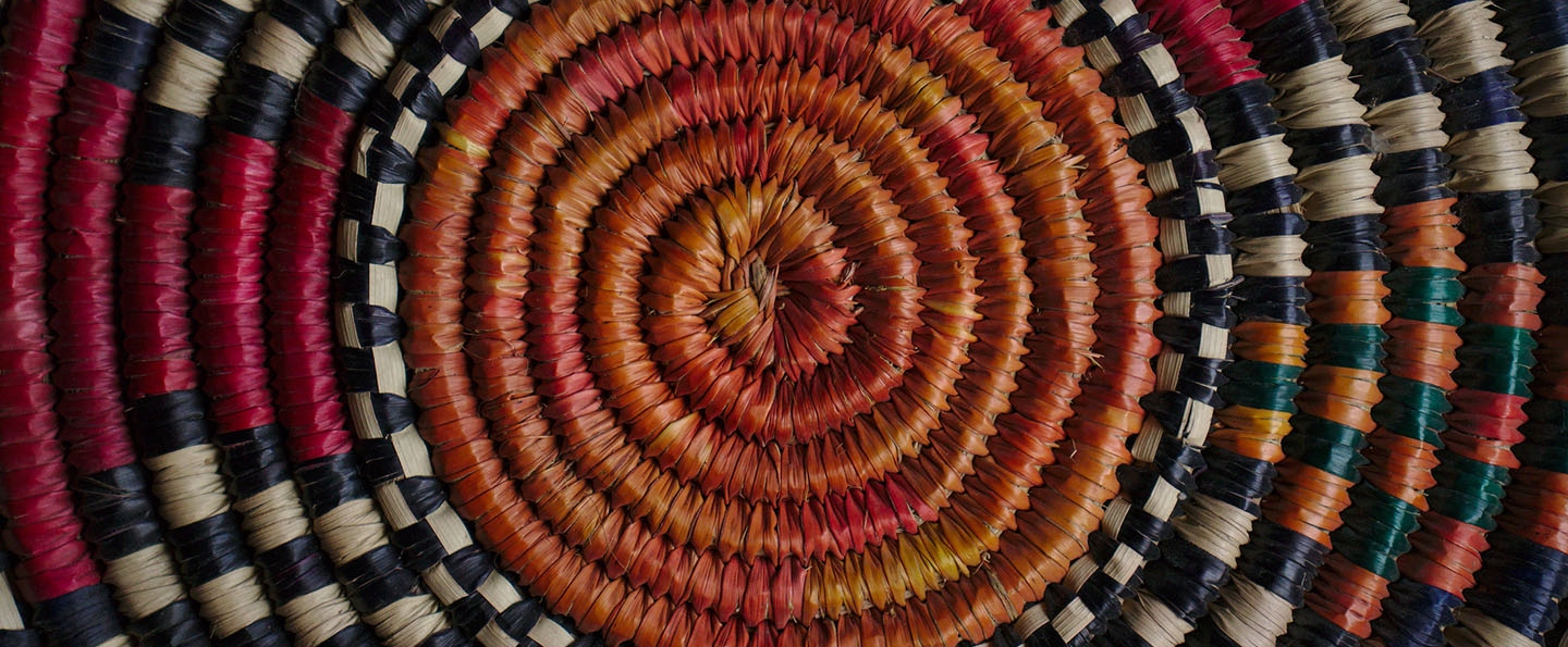 a colorful woven basket