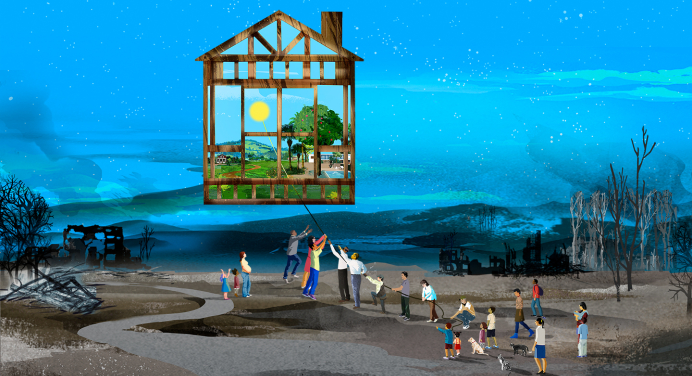 Life After Fire illustration for Occidental magazine, Spring 2025