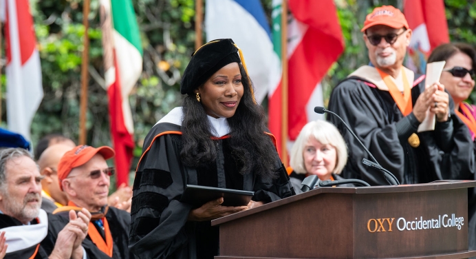 Isabel Wilkerson speaks at Occidental College's 2023 Commencement.