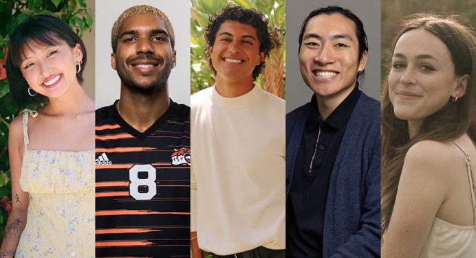Five student Dean's Award winners, photos lined up
