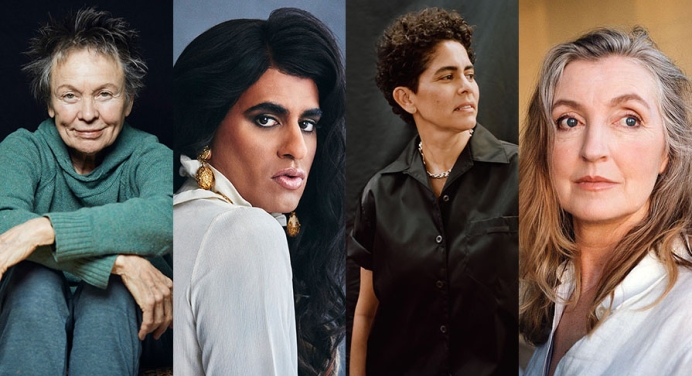 a composite image of portraits of Laurie Anderson, ALOK, Julie Mehretu, Rebecca Solnit