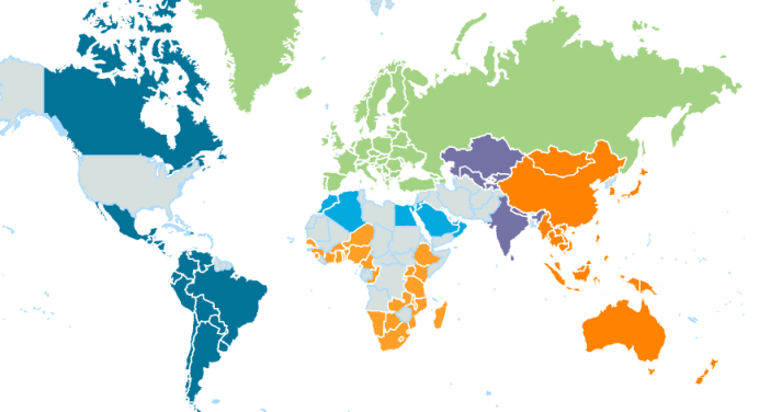 Fulbright countries map