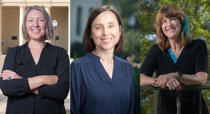 (l to r) Profs. Kristi Upson-Saia, Sharla Fett and Amy Lyford