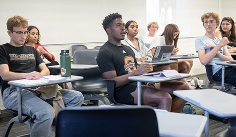 students in a classroom at Occidental College