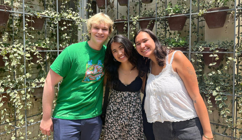 a group of three Occidental College students poses in Nepal