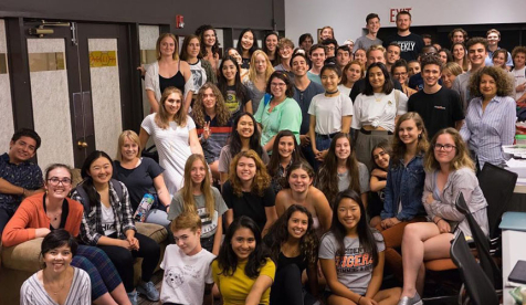 a large group photo of students on the Oxy newspaper staff