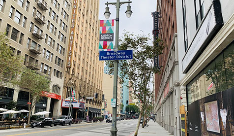 Broadway theatre district sign in downtown Los Angeles