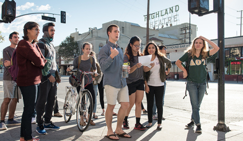 Occidental students explore the Highland Park neighborhood near campus