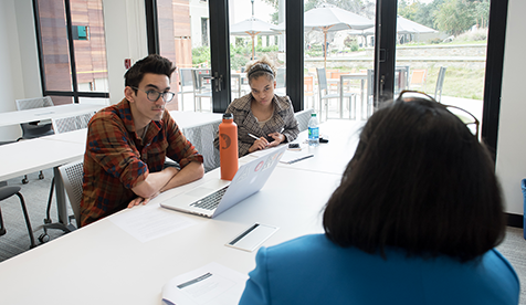 Students receive counseling from an Occidental staff member