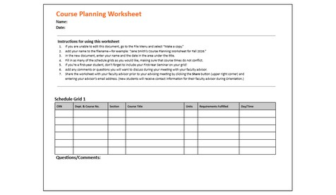 Thumbnail image of online Course Planning Worksheet