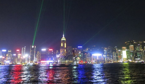 The Hong Kong skyline at night