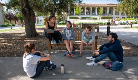 Students talking together on the Quad