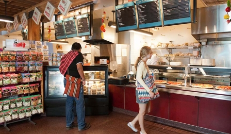 Students grab a snack at the Tiger Cooler