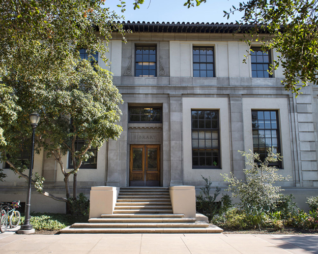 Occidental's library, the north side entrance