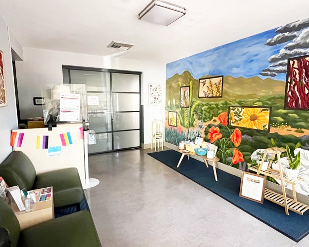 The waiting room of Emmons Wellness Center