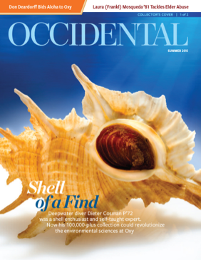 A large conical seashell. Cover story: Shell of a Find