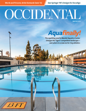 The new swimming pool at Oxy's De Mandel Aquatics Center. Co