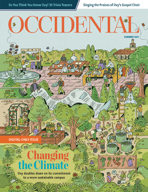 Summer 2024 Occidental magazine cover with an illustrated map of campus