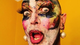 close-up color portrait of Taylor Mac