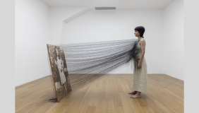 A piece of 3D visual art in a gallery