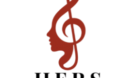 HERS Music Ensemble logo, Women's profile mixed with Treble Clef