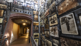 an image from an exhibition room at the US Holocaust Memorial Museum