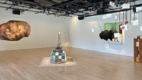 wide shot of Oxy Arts gallery with the exhibition Stretching Between on view
