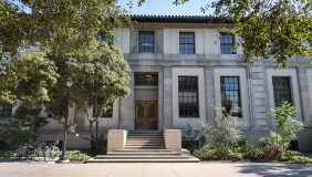 Occidental's library, the north side entrance