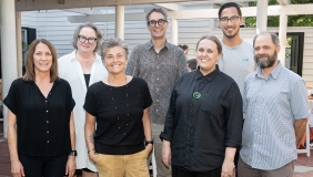 A group of faculty members who received teaching awards in 2023, posing together