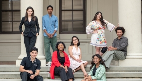 Obama Scholars for 2023 pose together on the steps of AGC