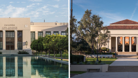 an image of a central campus building on the PCC campus next to a central building on the Oxy campus