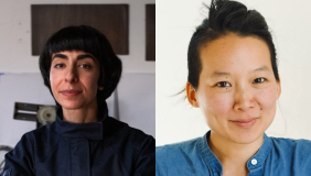 diptych of color closeup portraits of Roksana Pirouzmand and Candice Lin