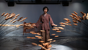 full-body color portrait of Roksana Pirouzmand in the OXY ARTS exhibition