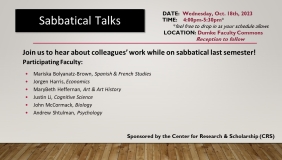 October 18, 2023 Sabbatical Talks